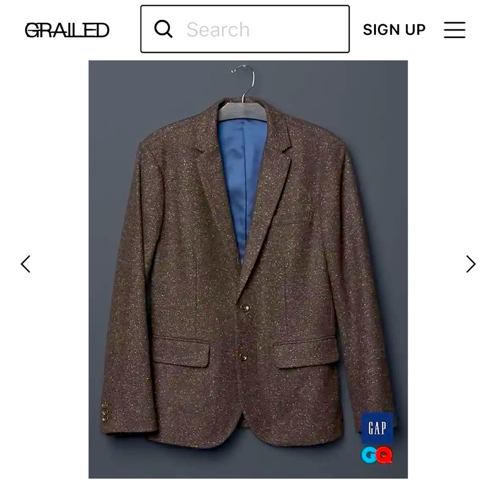 David Hart x Gap x GQ Wool & Silk Chocolate Tweed Blazer Sports Coat Suit NWOT